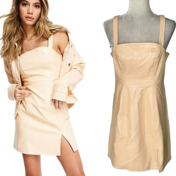 Fila | Dresses | Fila Asos Blush Pink Pastel Peach Faux Crocodile Leather  Strappy Mini Dress L | Poshmark